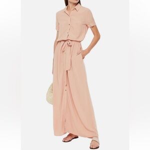 NWT MELLISA ODABASH NAOMI Belted Voile Maxi Shirtdress XS